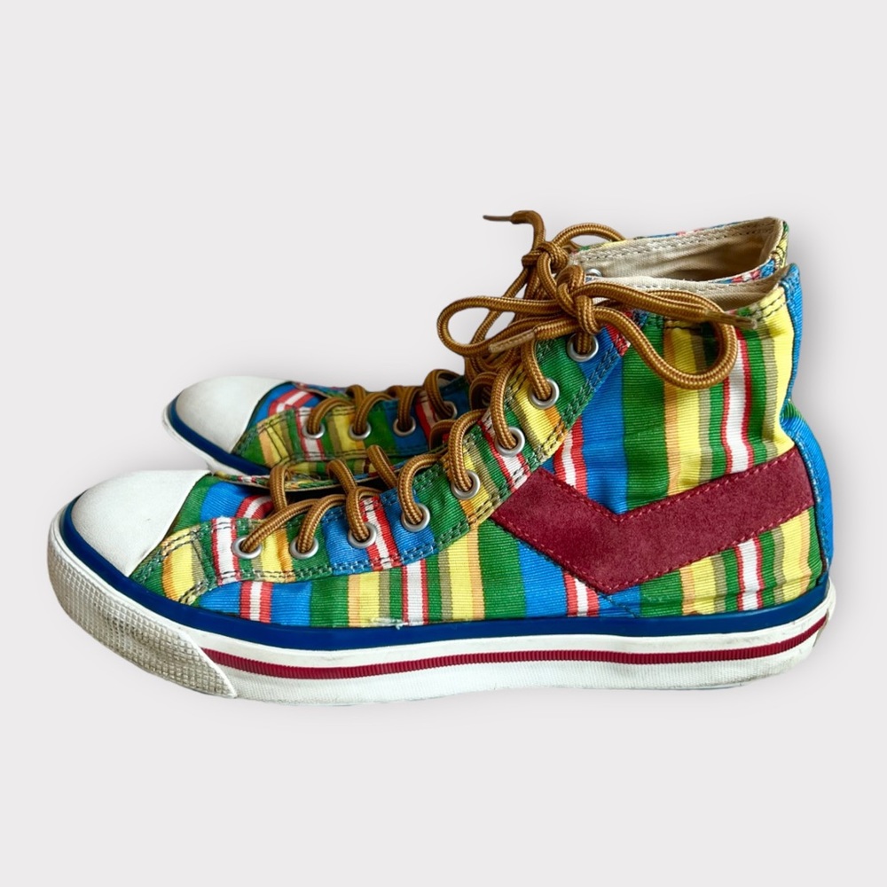 Vintage Pony Striped High Tops Chevron Logo